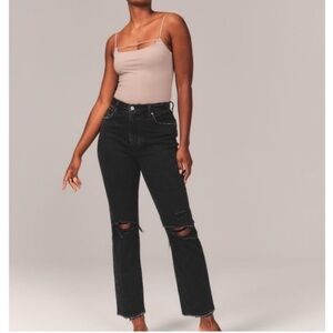Black Distressed Women’s A&F Curve Love Jeans